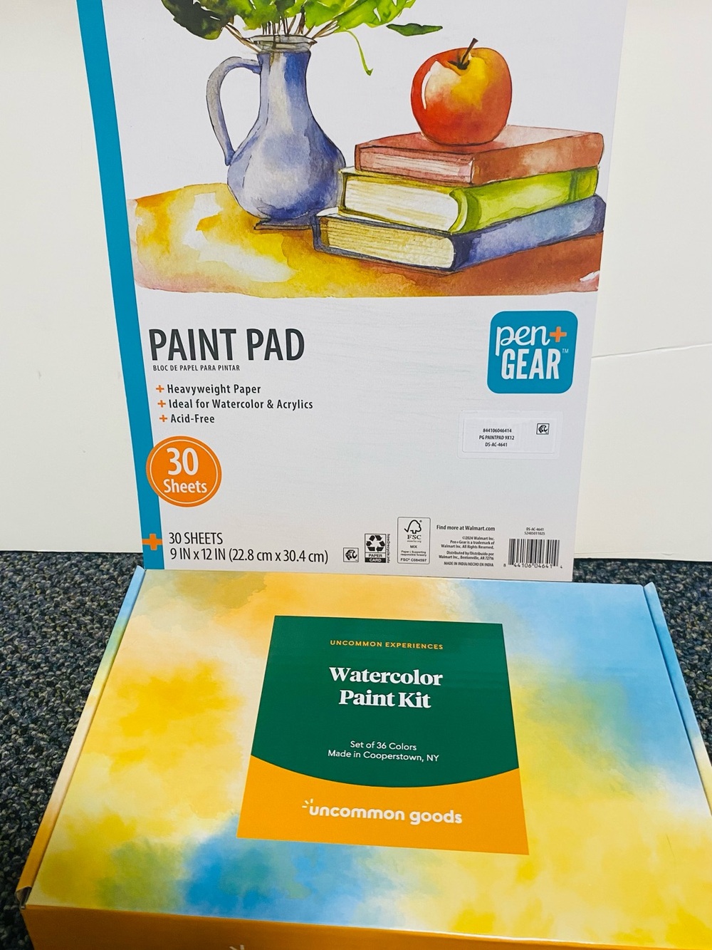 Uncommon Goods Watercolor Paint Kit  36 colors, brushes and pad.